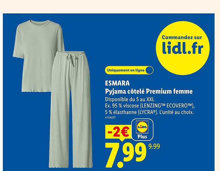 ESMARA Pyjama côtelé Premium femme