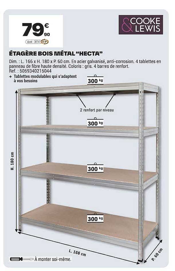 ÉTAGÈRE BOIS MÉTAL “HECTA”