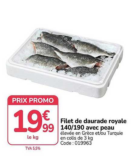 Filet de daurade royale 140/190 avec peau