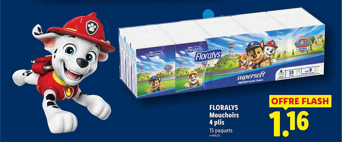 FLORALYS Mouchoirs 4 plis 15 paquets