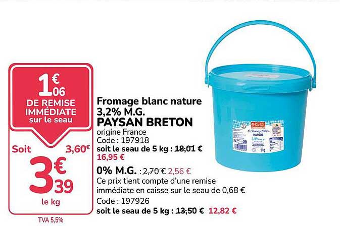 Fromage blanc nature 3,2% M.G. PAYSAN BRETON