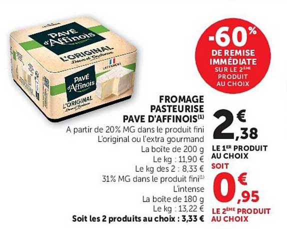 FROMAGE PASTEURISÉ PAVÉ D'AFFINOIS
