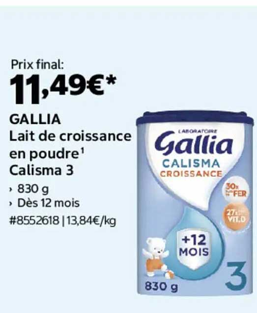 GALLIA Lait de croissance en poudre Calisma 3