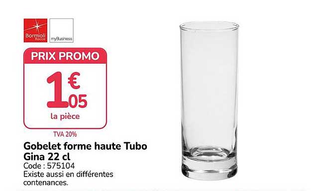 Gobelet forme haute Tubo Gina 22 cl