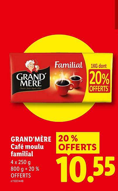 GRAND'MÈRE Café moulu familial 4 x 250 g 800 g + 20 % OFFERTS
