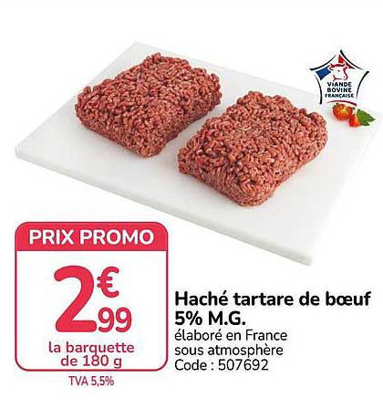Haché tartare de boeuf 5% M.G.