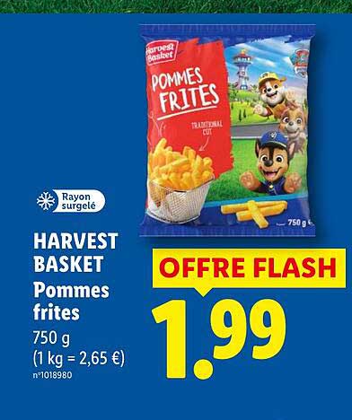 HARVEST BASKET Pommes frites 750 g (1 kg = 2,65 €) n°1018980