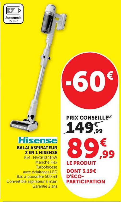 Hisense BALAI ASPIRATEUR 2 EN 1 HISENSE