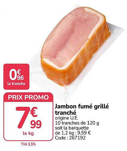 Jambon fumé grillé tranché
