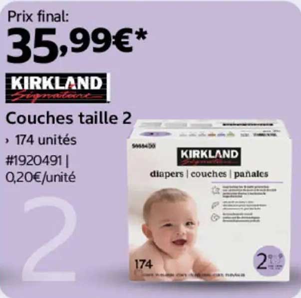 KIRKLAND Signature Couches taille 2, 174 unités