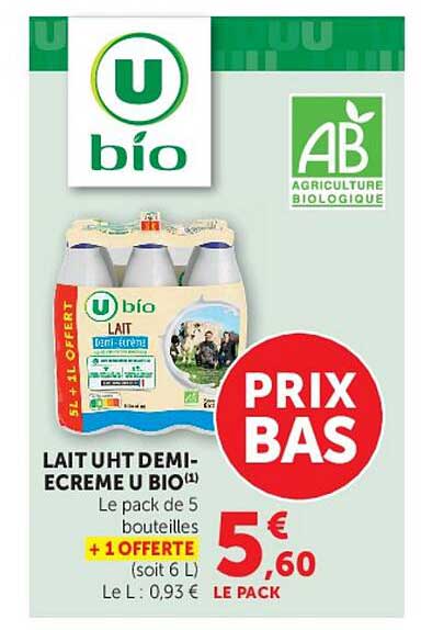 LAIT UHT DEMI-ECREME U BIO(1)