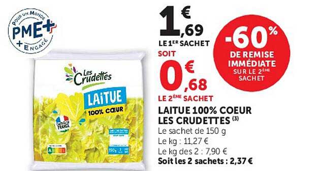 LAITUE 100% COEUR LES CRUDETTES
