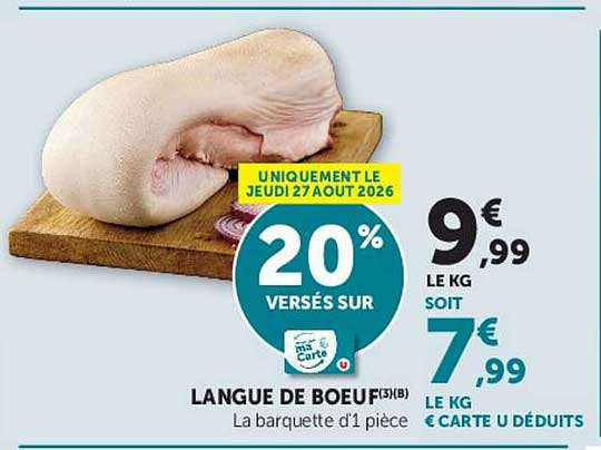 LANGUE DE BOEUF La barquette d'1 pièce