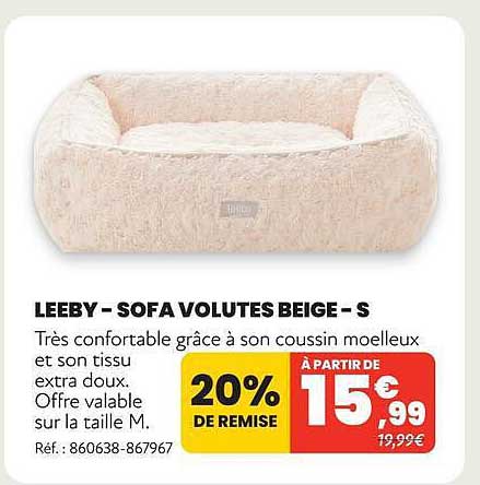 LEEBY - SOFA VOLUTES BEIGE - S