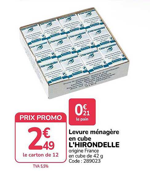 Levure ménagère en cube L'HIRONDELLE