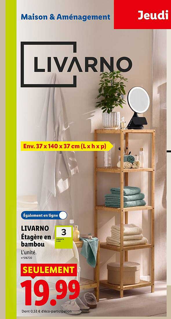 LIVARNO Étagère en bambou