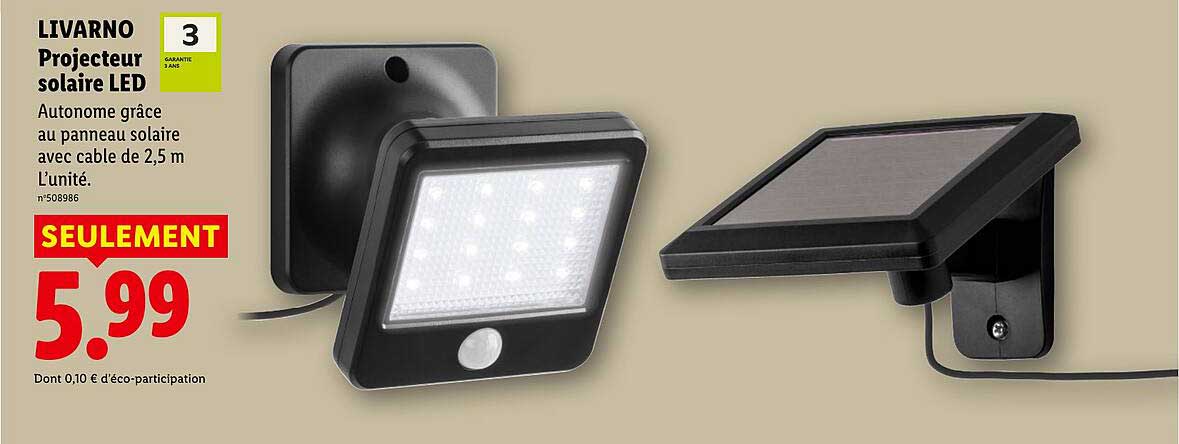 LIVARNO Projecteur solaire LED