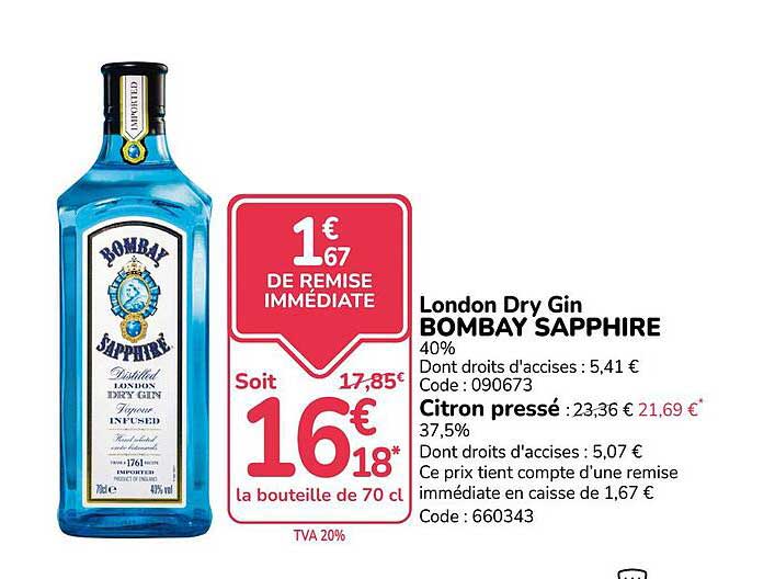 London Dry Gin BOMBAY SAPPHIRE