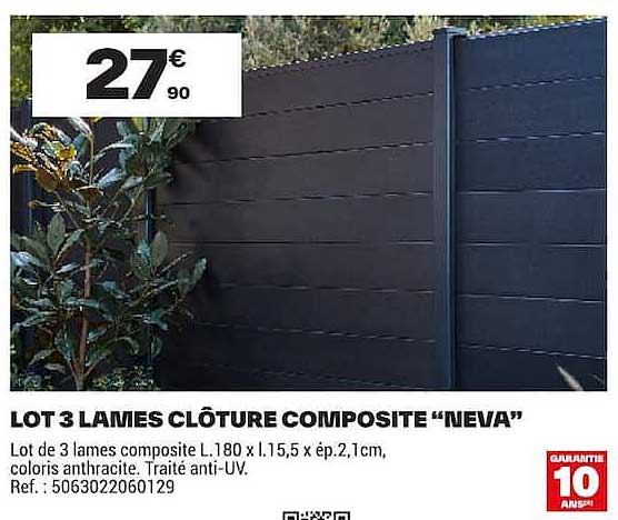 LOT 3 LAMES CLÔTURE COMPOSITE “NEVA”