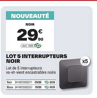 LOT 5 INTERRUPTEURS NOIR