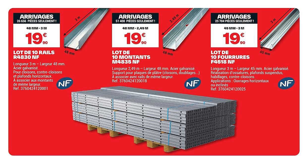 LOT DE 10 RAILS R4830 NF