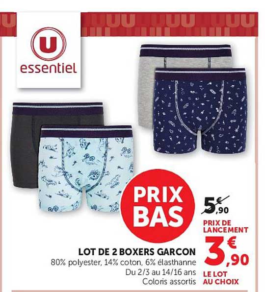 LOT DE 2 BOXERS GARCON