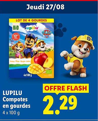 LUPILU Compotes en gourdes 4 x 100 g
