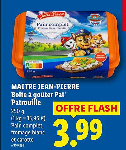 MAITRE JEAN-PIERRE Boîte à goûter Pat' Patrouille