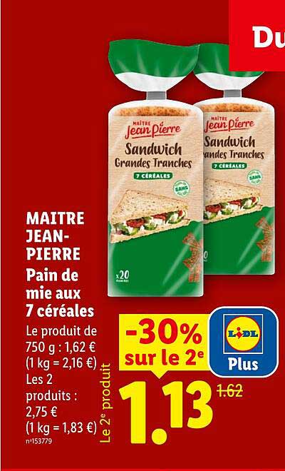 MAITRE JEAN-PIERRE Pain de mie aux 7 céréales