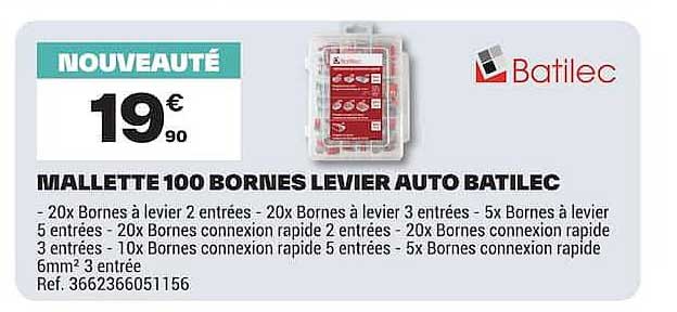 MALLETTE 100 BORNES LEVIER AUTO BATILEC