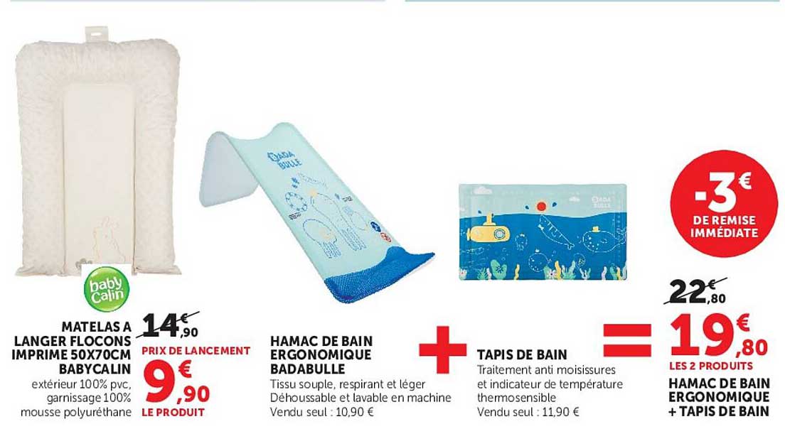 MATELAS A LANGER FLOCONS IMPRIME 50X70CM BABYCALIN