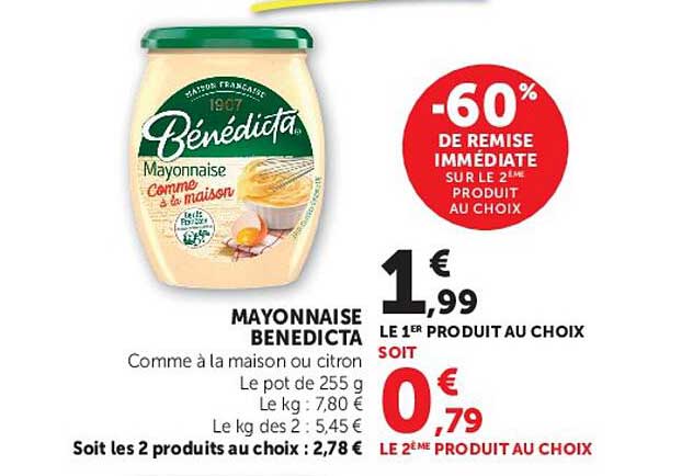 Mayonnaise Bénédicta Comme à la maison ou citron