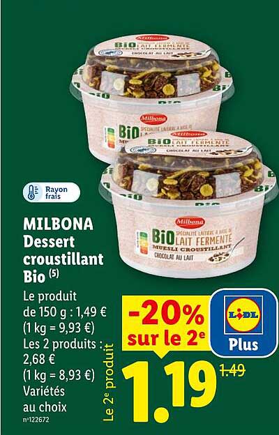 MILBONA Dessert croustillant Bio