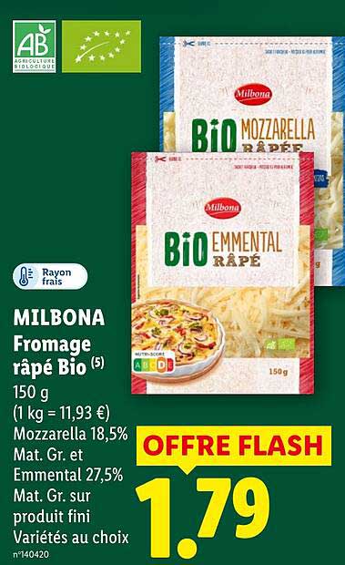 MILBONA Fromage râpé Bio