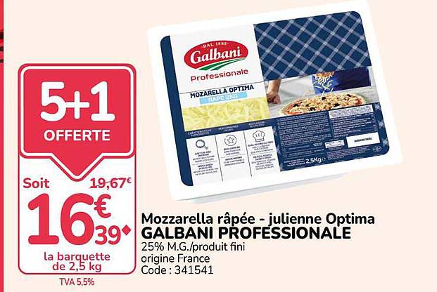 Mozzarella râpée - julienne Optima GALBANI PROFESSIONALE