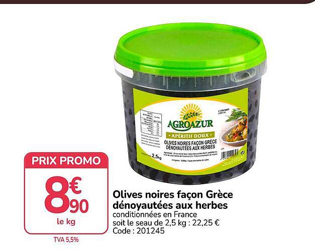 Olives noires façon Grèce dénoyautées aux herbes