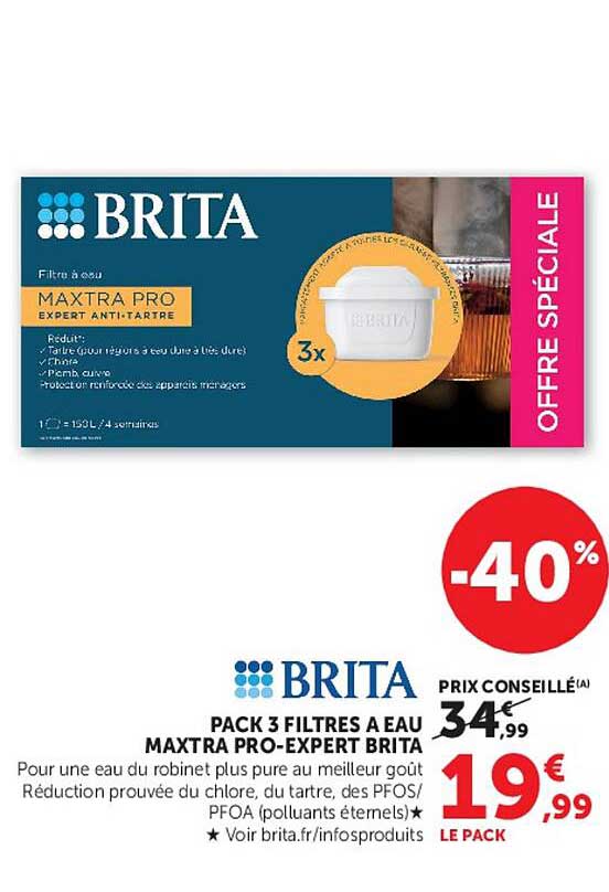 PACK 3 FILTRES A EAU MAXTRA PRO-EXPERT BRITA