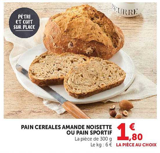 PAIN CEREALES AMANDE NOISETTE OU PAIN SPORTIF
