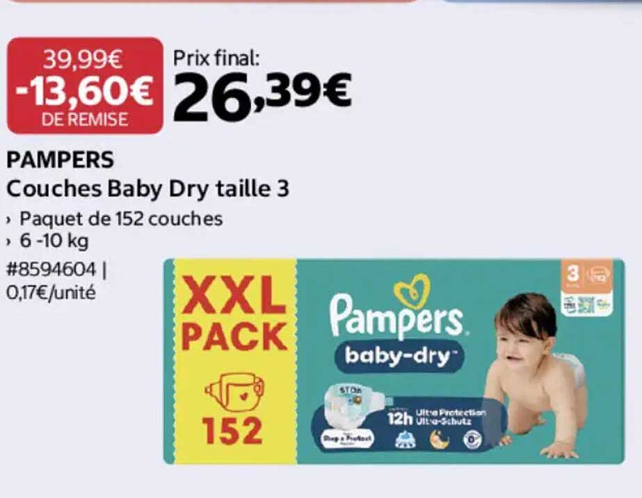 PAMPERS Couches Baby Dry taille 3