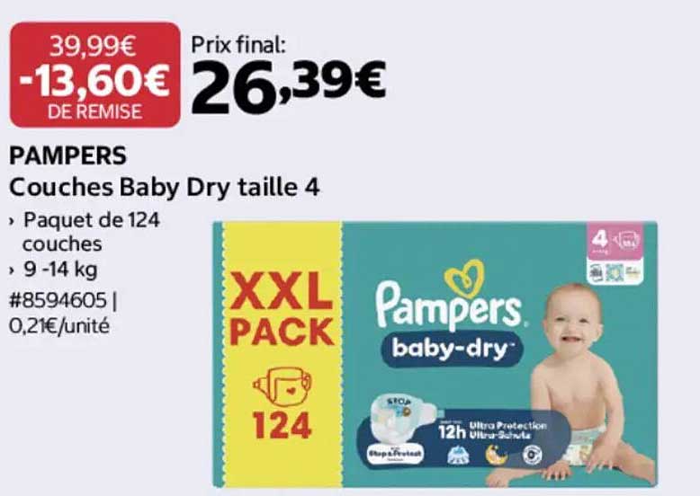 PAMPERS Couches Baby Dry taille 4