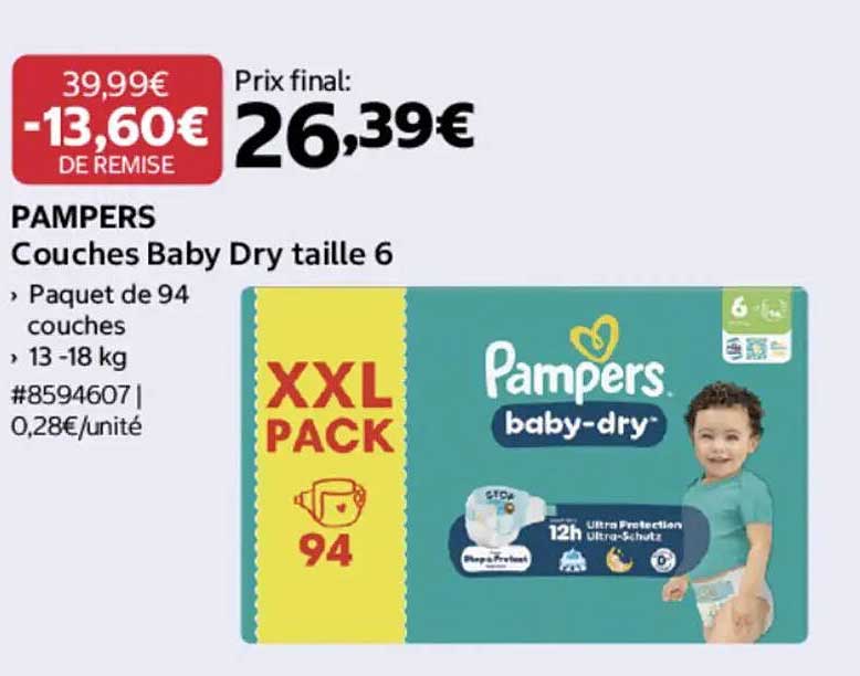 PAMPERS Couches Baby Dry taille 6
