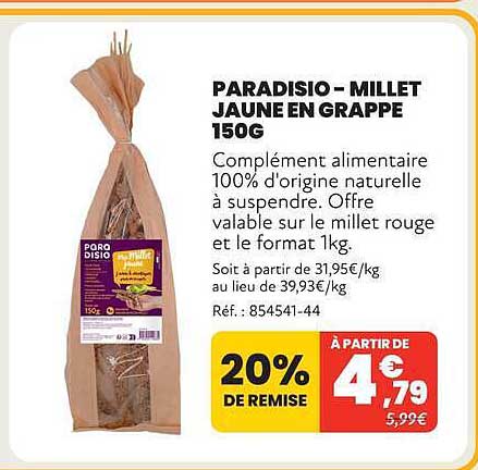 PARADISIO – MILLET JAUNE EN GRAPPE 150G
