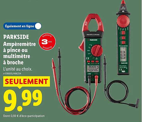 PARKSIDE Ampèremètre à pince ou multimètre à broche