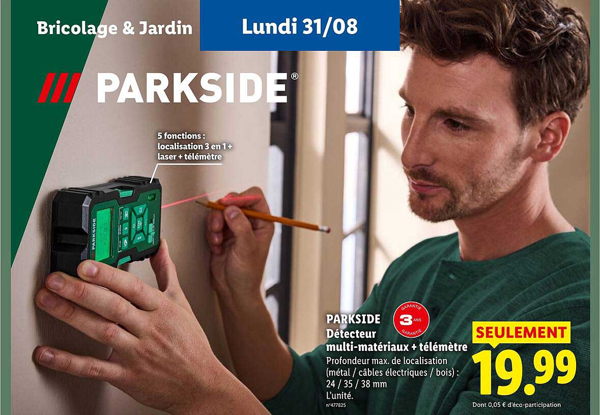 PARKSIDE Détecteur multi-matériaux + télémètre