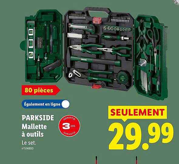 PARKSIDE Mallette à outils Le set. 80 pièces