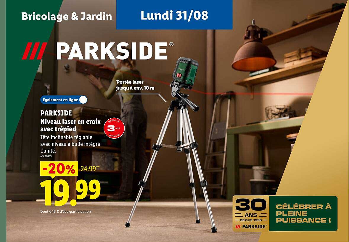 PARKSIDE Niveau laser en croix avec trépied