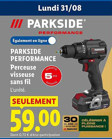 PARKSIDE PERFORMANCE Perceuse visseuse sans fil L’unité.