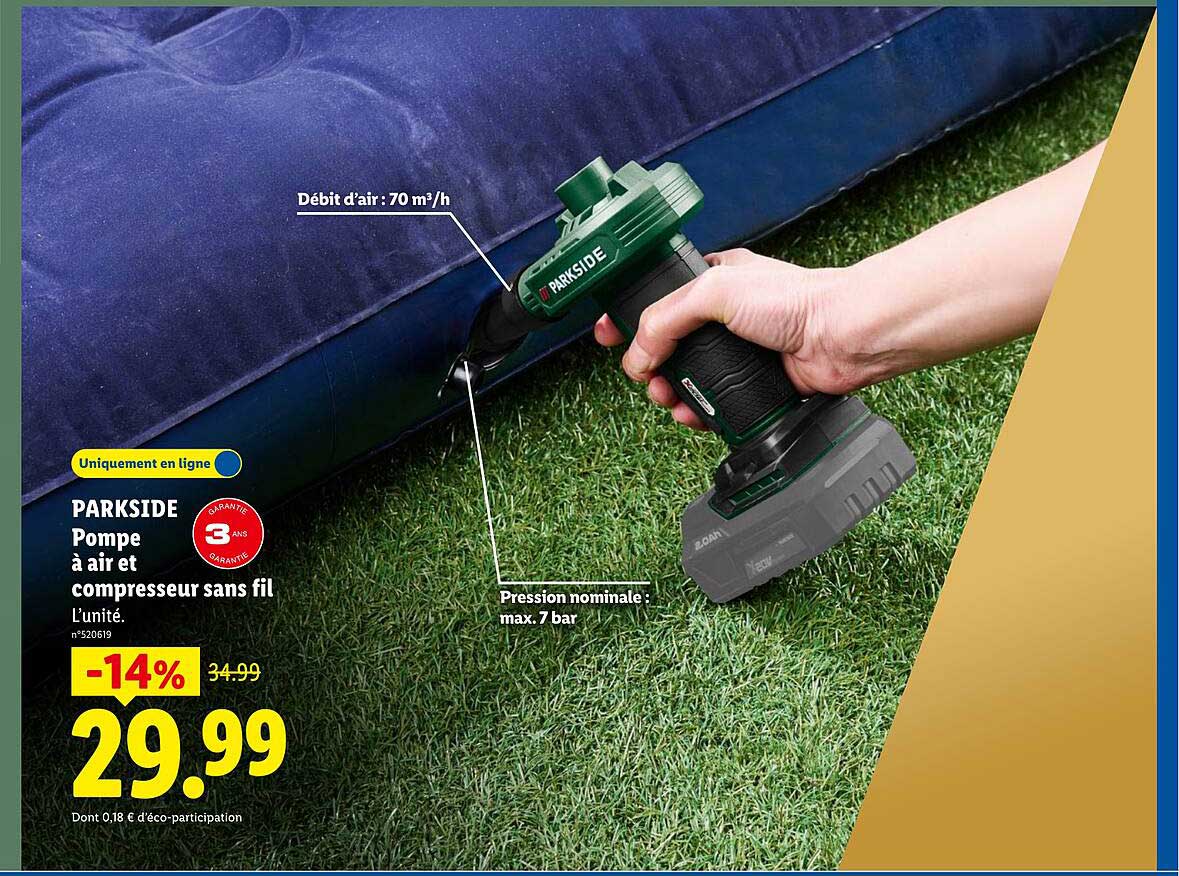 PARKSIDE Pompe à air et compresseur sans fil