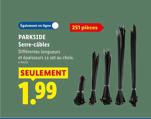 PARKSIDE Serre-câbles Différentes longueurs et épaisseurs Le set au choix.