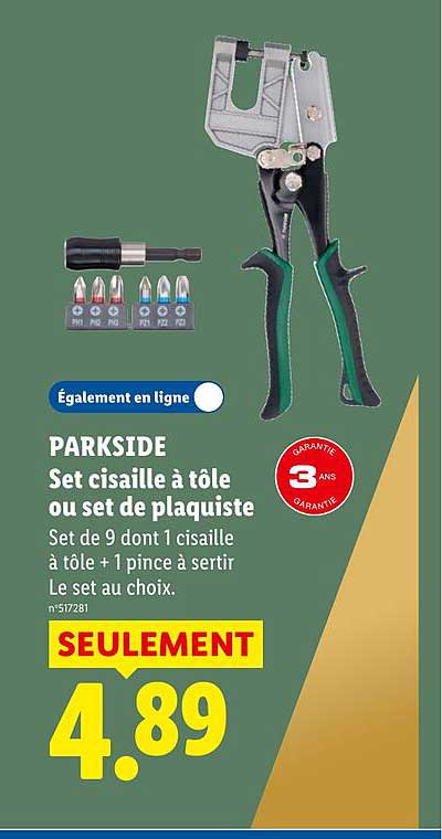 PARKSIDE Set cisaille à tôle ou set de plaquiste